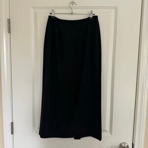 Vintage 100% Wool Black Maxi Pencil Skirt 90s Evan Picone Size 8
